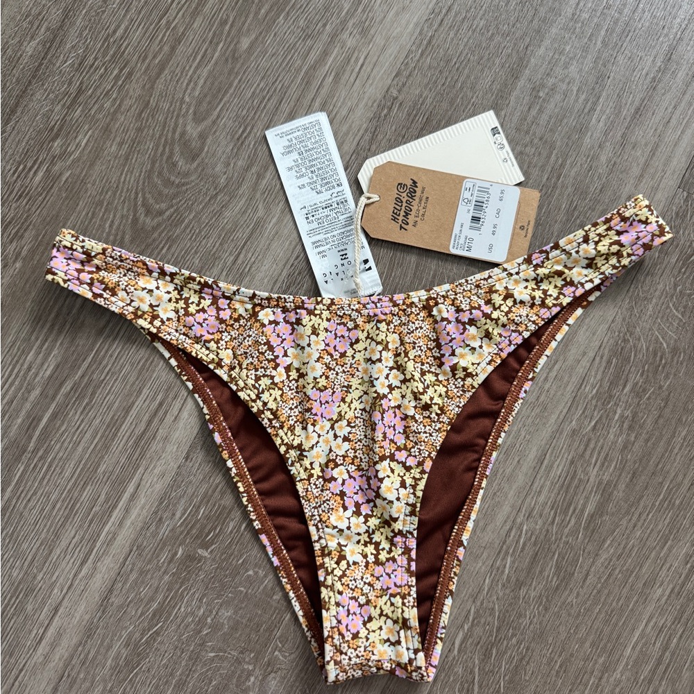 Billabong Floral Bikini Bottom - Brown and Pink